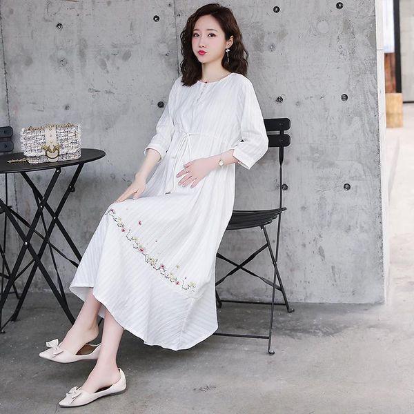 0638# maternity clothes summer cotton o neck plus size short sleeves loose stylish dress pregnant women mom dresses, White
0638# maternity clothes summer cotton o neck plus size short sleeves loose stylish dress pregnant women mom dresses, White