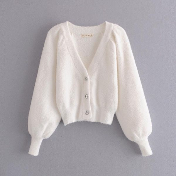 elegant long sleeve mohair women sweaters single-breasted cropped cardigan soft flexible knitted outwear women's knits & tees, White
elegant long sleeve mohair women sweaters single-breasted cropped cardigan soft flexible knitted outwear women's knits & tees, White