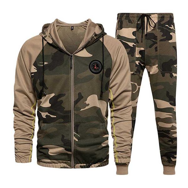 men's tracksuits camo men tracksuit hooded outerwear hoodie set 2 pieces autumn sporting male fitness camouflage sweatshirts jacket + p, Gray
men's tracksuits camo men tracksuit hooded outerwear hoodie set 2 pieces autumn sporting male fitness camouflage sweatshirts jacket + p, Gray