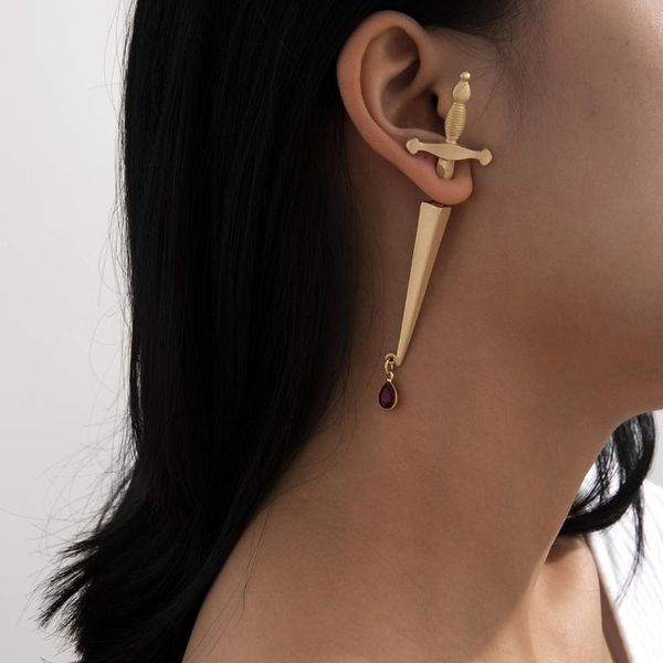 stud european and american personality jewelry with long sword handle earrings cool hip hop red drop cross female, Golden;silver
stud european and american personality jewelry with long sword handle earrings cool hip hop red drop cross female, Golden;silver