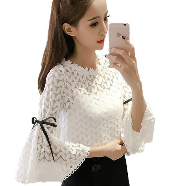 women's blouses & shirts 2021 fashion spring autumn women blouse female long sleeve o-neck hollow out bow flare plus size 5xl lace shir, White
women's blouses & shirts 2021 fashion spring autumn women blouse female long sleeve o-neck hollow out bow flare plus size 5xl lace shir, White