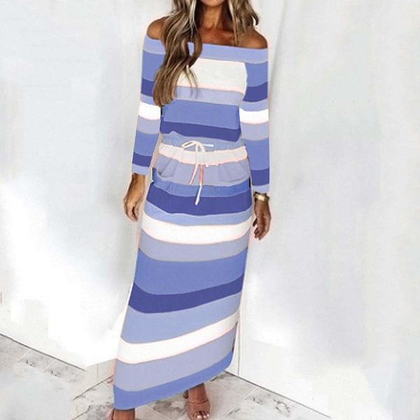 casual dresses slash neck knitted long dress women striped printed long-sleeved drawstring waist straight maxi 40#, Black;gray
casual dresses slash neck knitted long dress women striped printed long-sleeved drawstring waist straight maxi 40#, Black;gray