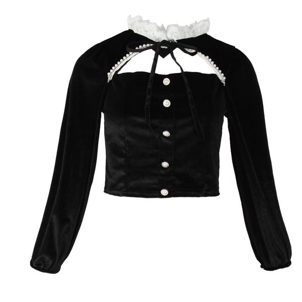 women's blouses & shirts vintage women velvet blouse casual puff long sleeve black shirt female spring autumn hollow lace short, White
women's blouses & shirts vintage women velvet blouse casual puff long sleeve black shirt female spring autumn hollow lace short, White