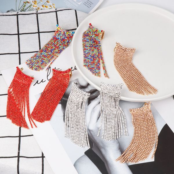 luxury multi-color crystal earrings jewelry fashion female wedding long tassel drop earrings for women, Silver
luxury multi-color crystal earrings jewelry fashion female wedding long tassel drop earrings for women, Silver