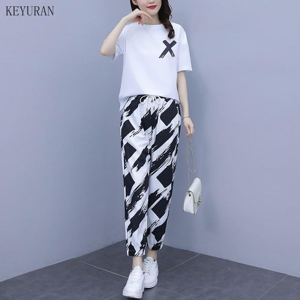 women's two piece pants plus size tracksuit women set spring autumn clothes oversize short sleeve tshirt and print suit outifts, White
women's two piece pants plus size tracksuit women set spring autumn clothes oversize short sleeve tshirt and print suit outifts, White