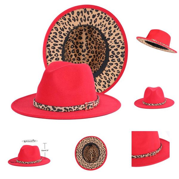 wide brim hats leopard print jazz hat women's red stitching fedora autumn and winter big woolen men's panama, Blue;gray
wide brim hats leopard print jazz hat women's red stitching fedora autumn and winter big woolen men's panama, Blue;gray