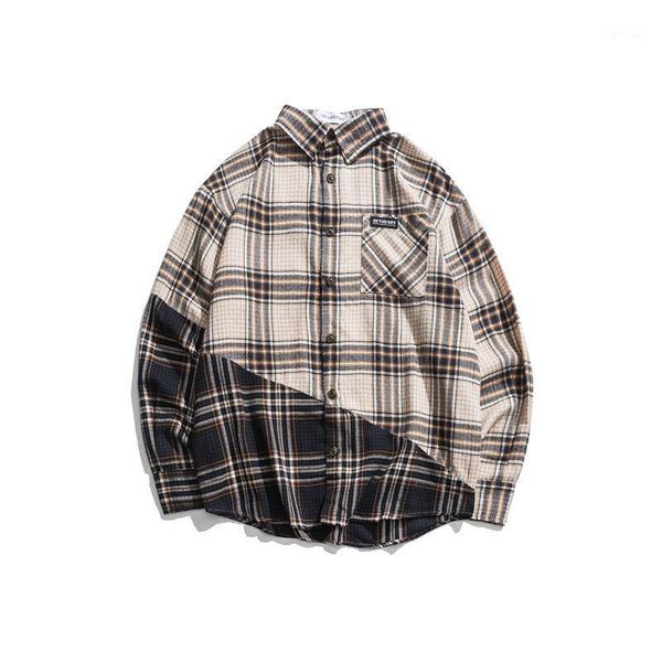 men's casual shirts autumn fashion harajuku style long-sleeved shirt 2021 original plaid stitching loose street couple, White;black
men's casual shirts autumn fashion harajuku style long-sleeved shirt 2021 original plaid stitching loose street couple, White;black