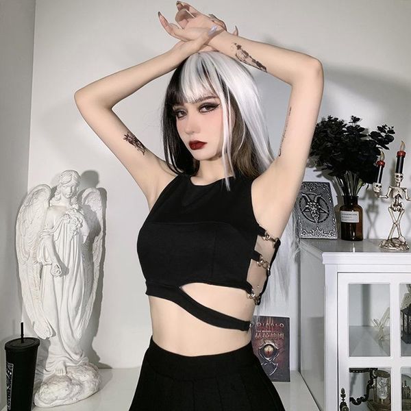 women's tanks & camis summer black navel crop 2021 harajuku streetwear women hollow out punk gothic irregular grunge tank top, White
women's tanks & camis summer black navel crop 2021 harajuku streetwear women hollow out punk gothic irregular grunge tank top, White