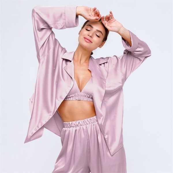 hechan solid loose female pajamas satin turndown collar long sleeve pocket 2 piece set pants homewear silk women sleepwear suits 210325, Black;red
hechan solid loose female pajamas satin turndown collar long sleeve pocket 2 piece set pants homewear silk women sleepwear suits 210325, Black;red