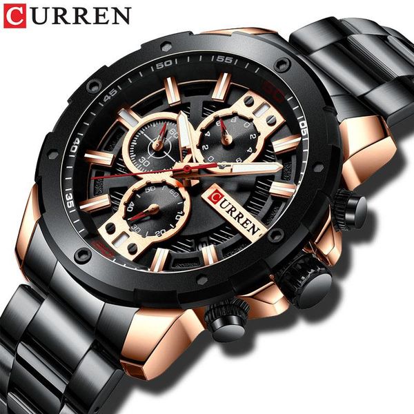 wristwatches curren watches men stainless steel band quartz wristwatch military chronograph clock male fashion sporty watch waterproof 8336, Slivery;brown
wristwatches curren watches men stainless steel band quartz wristwatch military chronograph clock male fashion sporty watch waterproof 8336, Slivery;brown