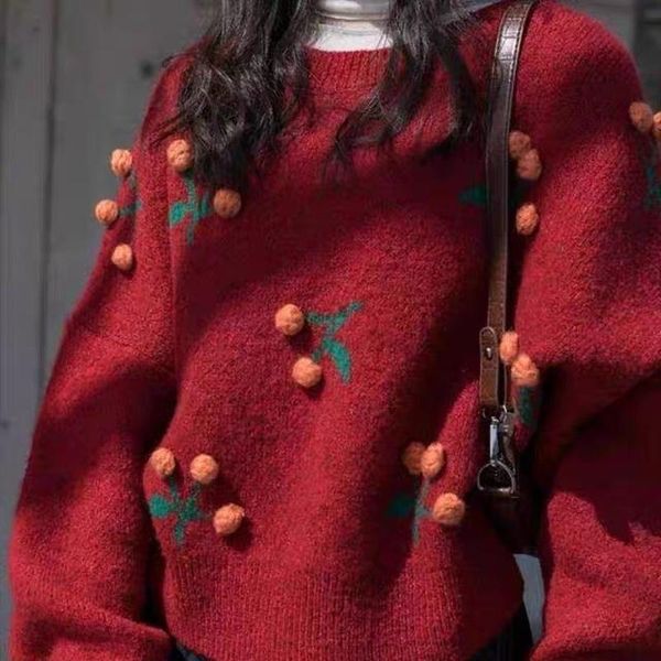 women's sweaters christmas clothing style red sweater women fall/winter loose outer wear foreign-style pullover, White;black
women's sweaters christmas clothing style red sweater women fall/winter loose outer wear foreign-style pullover, White;black