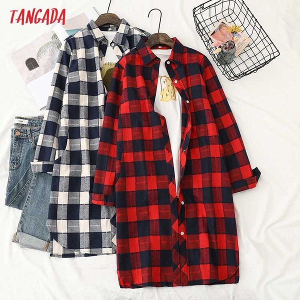 tangada women classic plaid long shirt turn down collar long sleeve chic female casual blusas bao52 210609, White
tangada women classic plaid long shirt turn down collar long sleeve chic female casual blusas bao52 210609, White