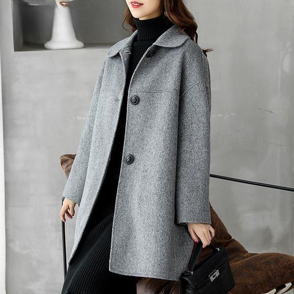 women's wool & blends women 2021 autumn winter single breasted woolen coats female long slim jackets solid sleeve warm overcoats q586, Black
women's wool & blends women 2021 autumn winter single breasted woolen coats female long slim jackets solid sleeve warm overcoats q586, Black