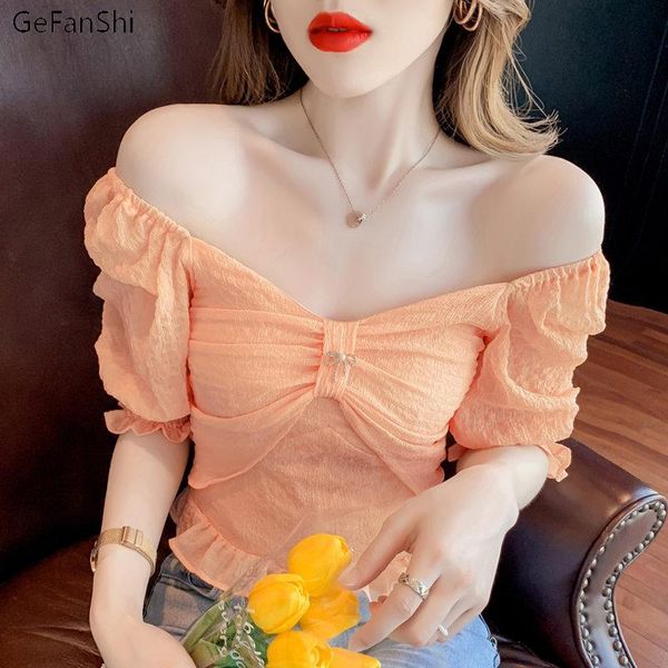 women's blouses & shirts 2021 summer fashion blouse short sleeve slash neck sweet slim elegant women shirt ladies white orange
women's blouses & shirts 2021 summer fashion blouse short sleeve slash neck sweet slim elegant women shirt ladies white orange
