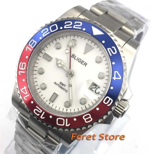 bliger 40mm white dial luminous saphire glass blue and red metallic bezel gmt pointer automatic movement men's watch men wristwatches, Slivery;brown
bliger 40mm white dial luminous saphire glass blue and red metallic bezel gmt pointer automatic movement men's watch men wristwatches, Slivery;brown