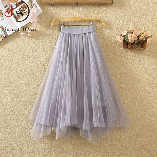 girls irregular sweet mesh pleated skirt women elastic high waist solid spring and summer elegant office midi skirts saias 210510, Black
girls irregular sweet mesh pleated skirt women elastic high waist solid spring and summer elegant office midi skirts saias 210510, Black