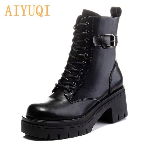 boots aiyuqi women genuine leather 2021 british style buckle motorcycle female high-heel short, Black
boots aiyuqi women genuine leather 2021 british style buckle motorcycle female high-heel short, Black