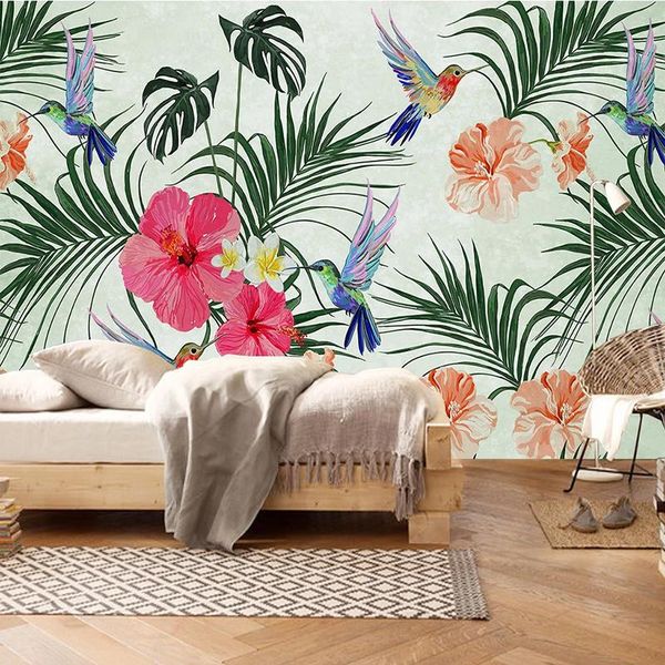 wallpapers custom po wallpaper 3d hand painted watercolor tropical leaves flower and bird mural pvc self-adhesive waterproof stickers
wallpapers custom po wallpaper 3d hand painted watercolor tropical leaves flower and bird mural pvc self-adhesive waterproof stickers
