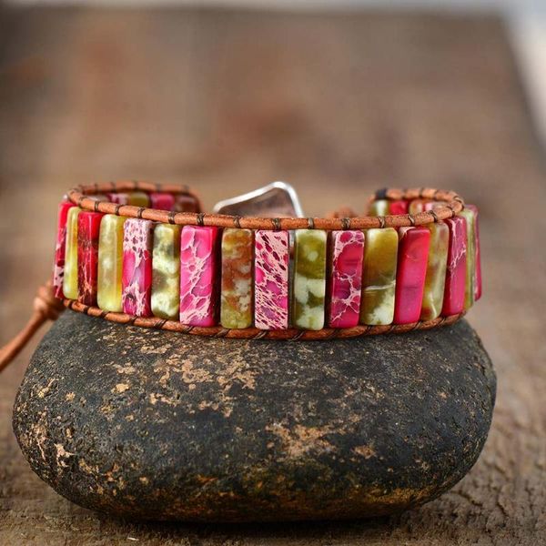 tennis fashion wrap bracelet natural japser stone single leather statement beads gift women jewelry, Golden;silver
tennis fashion wrap bracelet natural japser stone single leather statement beads gift women jewelry, Golden;silver