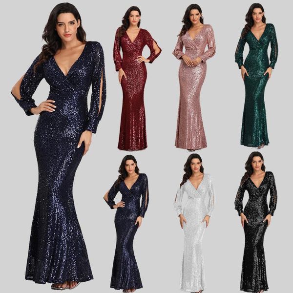 casual dresses formal dress women elegant long mermaid women's sequined long-sleeved v-neck party, Black;gray
casual dresses formal dress women elegant long mermaid women's sequined long-sleeved v-neck party, Black;gray