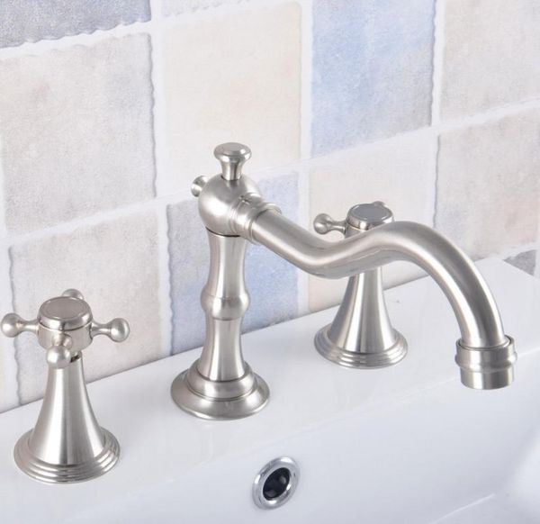 bathroom basin faucet brushed nickel mixer tap double handles 3 pcs nnf687 sink faucets
bathroom basin faucet brushed nickel mixer tap double handles 3 pcs nnf687 sink faucets
