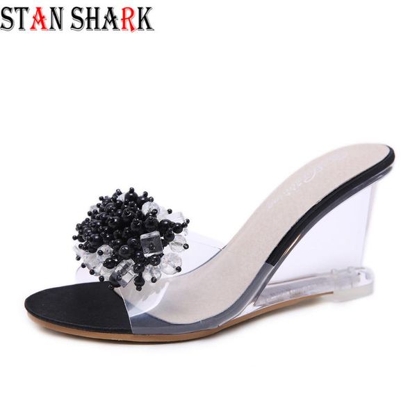 sandals 2021 crystal transparent high heels glass rhinestone sliper women wedge summer slipper, Black
sandals 2021 crystal transparent high heels glass rhinestone sliper women wedge summer slipper, Black