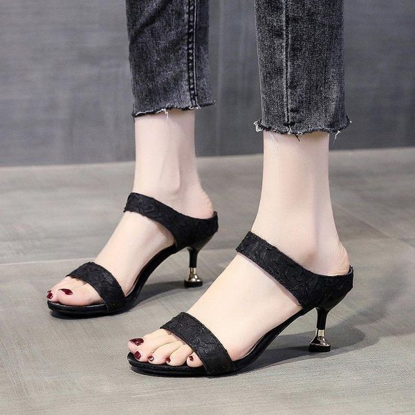 slippers women's cool half high heels stiletto heel summer outdoor sandals mom fashion a629, Black
slippers women's cool half high heels stiletto heel summer outdoor sandals mom fashion a629, Black