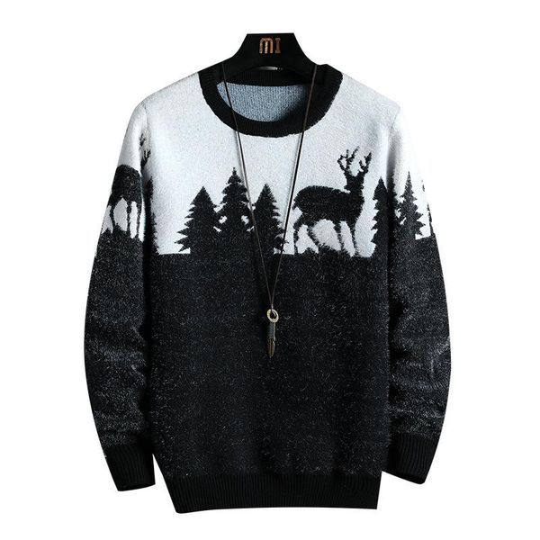 men's fahion 2021 christmas elk sweater autumn men loose sweaters brand casual winter clothing warm thick pullover, White;black
men's fahion 2021 christmas elk sweater autumn men loose sweaters brand casual winter clothing warm thick pullover, White;black