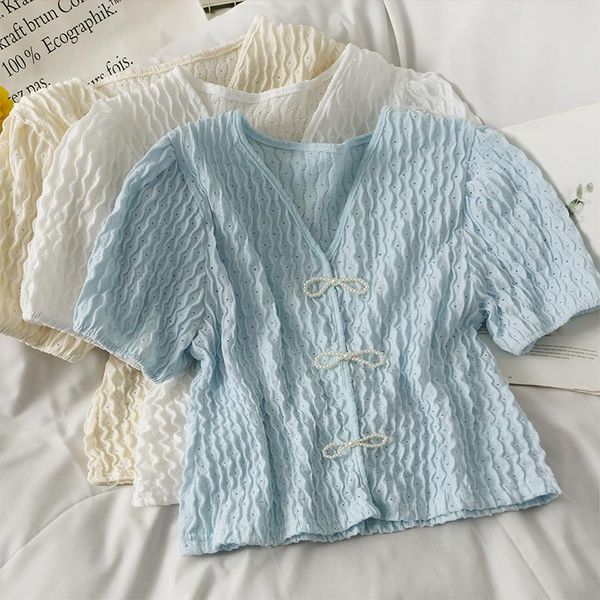women's blouses & shirts women fashion outdoor casual puff short sleeves hollow out blouse ladies ol sweet girls student elegant daily, White
women's blouses & shirts women fashion outdoor casual puff short sleeves hollow out blouse ladies ol sweet girls student elegant daily, White