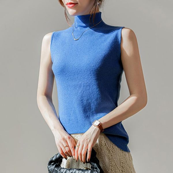 high-end worsted wool tank women sleeveless knitted t-shirt luxury tee pullover sweater spring summer vacation mock neck women's tanks, White
high-end worsted wool tank women sleeveless knitted t-shirt luxury tee pullover sweater spring summer vacation mock neck women's tanks, White