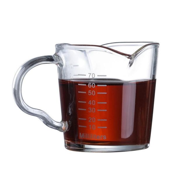 1pcs heat-resistant glass measuring cup jigger for espresso coffee double-mouthed ounce 70ml small milk with scale wine glasses
1pcs heat-resistant glass measuring cup jigger for espresso coffee double-mouthed ounce 70ml small milk with scale wine glasses