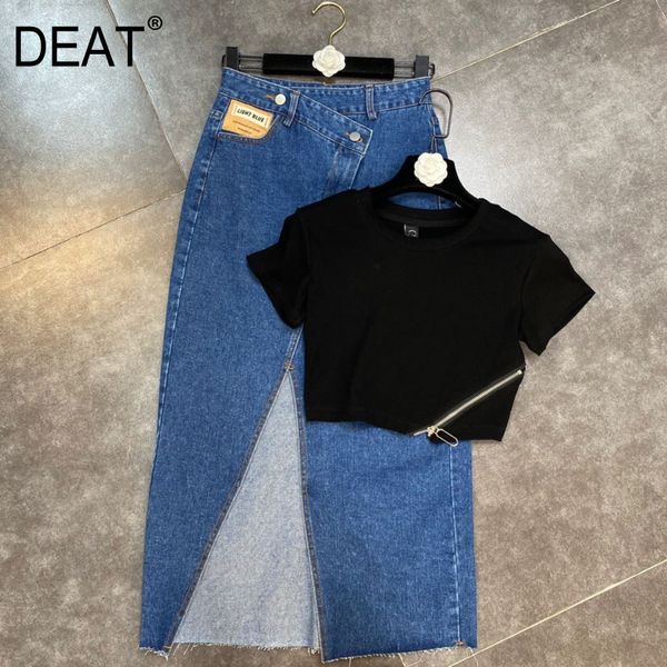 summer fashion casual round neck short sleeve zipper t with irregular split high waist denim skirt sk187 210525, White
summer fashion casual round neck short sleeve zipper t with irregular split high waist denim skirt sk187 210525, White