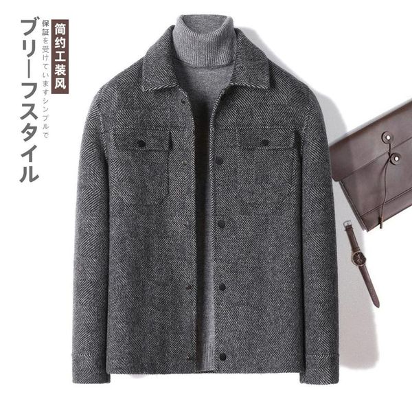 men's wool & blends albaca jacket handmade double-sided coat short alpaca cashmere wear, Black
men's wool & blends albaca jacket handmade double-sided coat short alpaca cashmere wear, Black