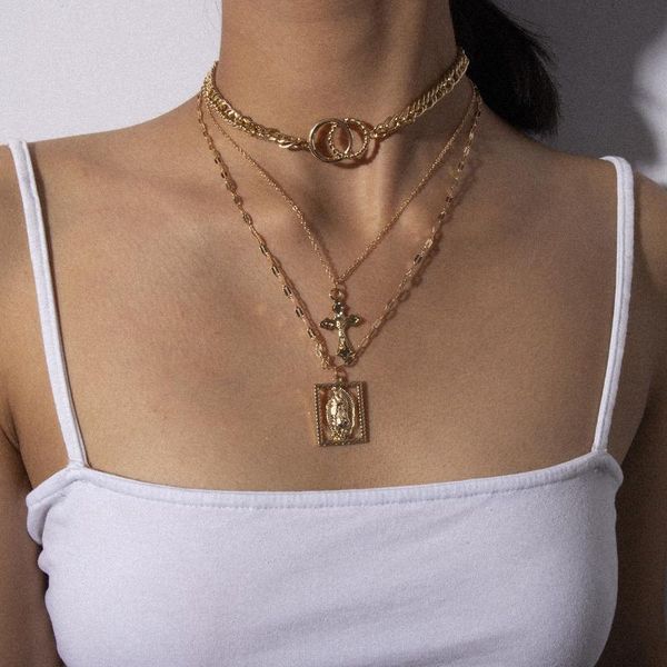 pendant necklaces vintage cross virgin mary catholicism multilayer charm alloy chain christ jesus jewelry gift for men women accessories, Silver
pendant necklaces vintage cross virgin mary catholicism multilayer charm alloy chain christ jesus jewelry gift for men women accessories, Silver
