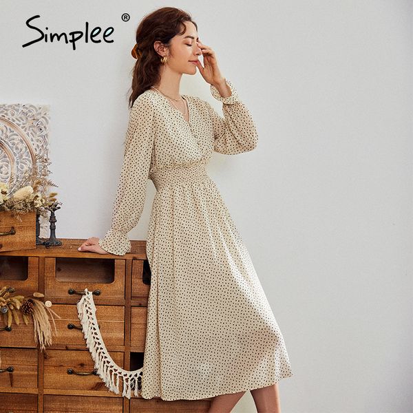 2021simplee casual flare sleeve dress women elegant v-neck polka dot print sash dress a-line holiday female midi dress autumn 2021, Black;gray 
2021simplee casual flare sleeve dress women elegant v-neck polka dot print sash dress a-line holiday female midi dress autumn 2021, Black;gray