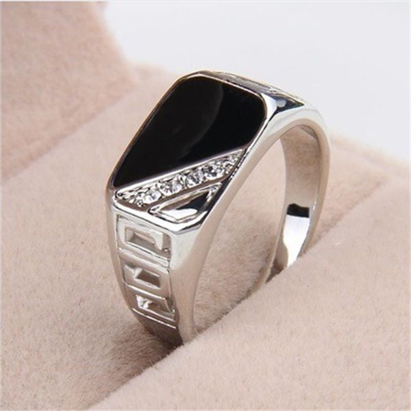 selling plated ring beset oil dripping classic square fashion men's alloy jewelry alloy, Silver 
selling plated ring beset oil dripping classic square fashion men's alloy jewelry alloy, Silver
