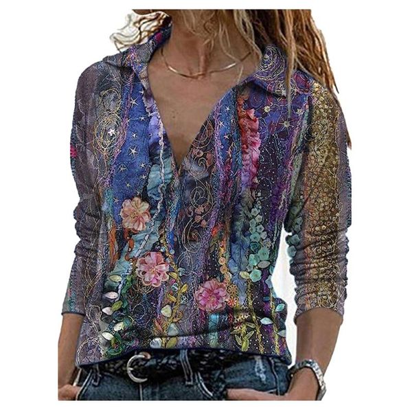 women's blouses & shirts spring summer elegant turn down loose tee landscape print v-neck shirt collar long sleeve women oversized clo, White
women's blouses & shirts spring summer elegant turn down loose tee landscape print v-neck shirt collar long sleeve women oversized clo, White