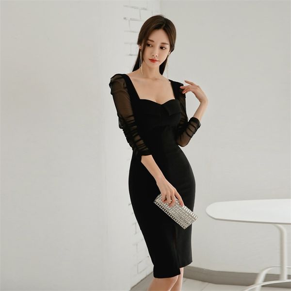 black formal tight dress korean ladies summer half sleeve lace square neck office party dresses for women 210602, Black;gray
black formal tight dress korean ladies summer half sleeve lace square neck office party dresses for women 210602, Black;gray