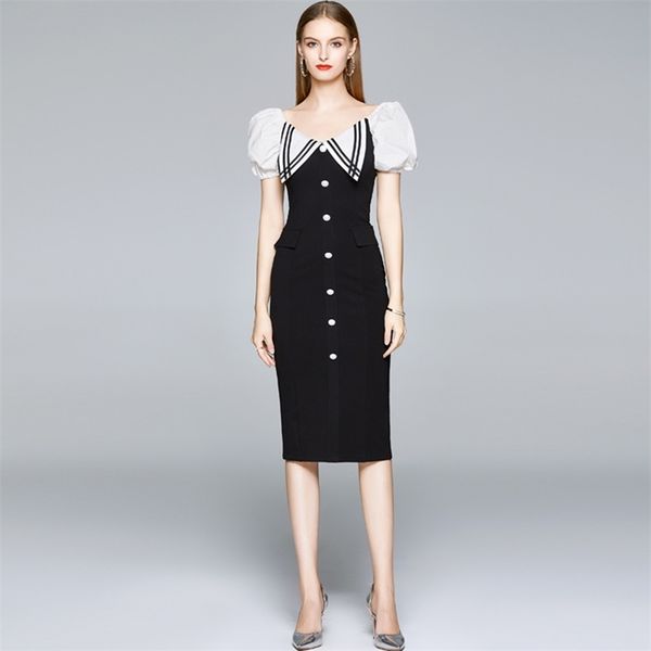 fashion female summer dress for women v neck puff short sleeve high waist single-breasted black 210520, Black;gray
fashion female summer dress for women v neck puff short sleeve high waist single-breasted black 210520, Black;gray