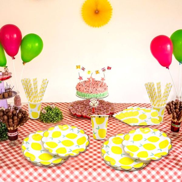 disposable dinnerware fruit lemon tableware set paper plates cups straws napkins table decoration for birthday wedding theme party supply
disposable dinnerware fruit lemon tableware set paper plates cups straws napkins table decoration for birthday wedding theme party supply