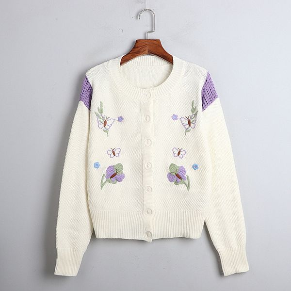 knits autumn winter white crop sweet butterfly embroidered knitted o-neck single breasted cardigan sweater
knits autumn winter white crop sweet butterfly embroidered knitted o-neck single breasted cardigan sweater