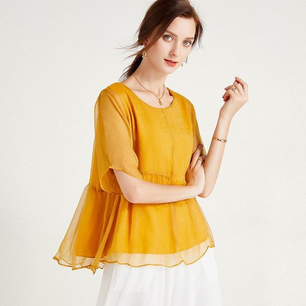 women's blouses & shirts chiffon blouse summer 2021 style shirt with large size and high-end fashion t-shirt bl210019, White
women's blouses & shirts chiffon blouse summer 2021 style shirt with large size and high-end fashion t-shirt bl210019, White