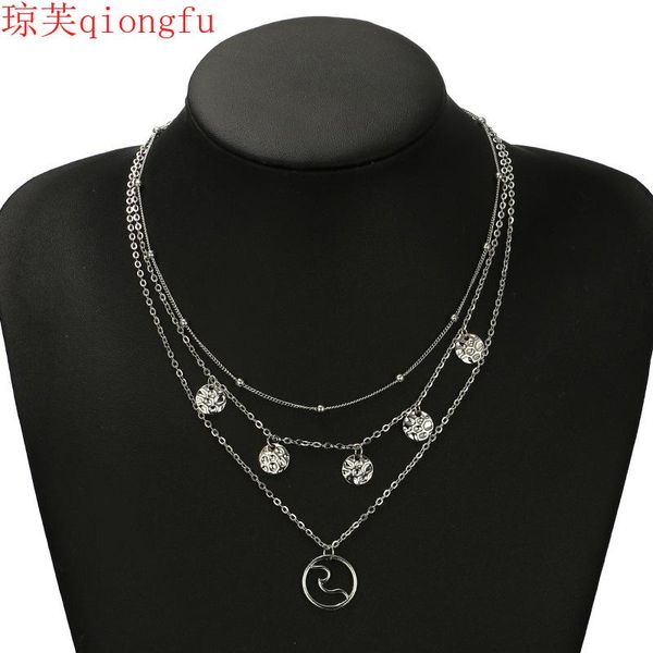 chains qiongfu beach fashion simple retro round bead clavicle chain geometric alloy disc pendant multilayer lady necklace gift, Silver
chains qiongfu beach fashion simple retro round bead clavicle chain geometric alloy disc pendant multilayer lady necklace gift, Silver
