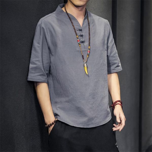 ethnic clothing chinese style summer solid color thin coil buckle linen short sleeve t-shirt men's cotton medium clothes, Red
ethnic clothing chinese style summer solid color thin coil buckle linen short sleeve t-shirt men's cotton medium clothes, Red