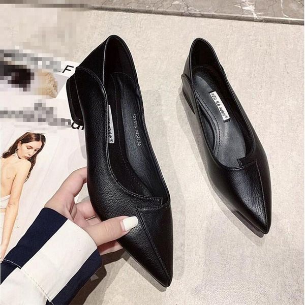 dress shoes spring autumn low heels pointed toe slip on women casual comfy leather office work 3 cm, Black
dress shoes spring autumn low heels pointed toe slip on women casual comfy leather office work 3 cm, Black