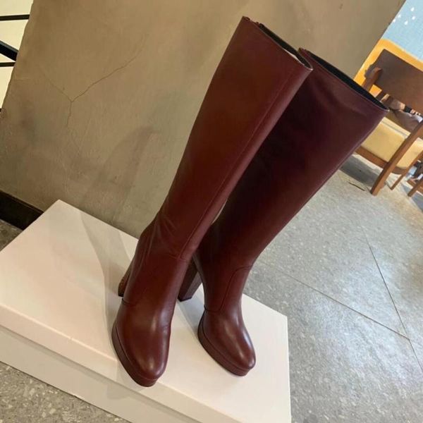 boots genuine leather knee high woman pointed toes chunky heels platform botas mujer, Black
boots genuine leather knee high woman pointed toes chunky heels platform botas mujer, Black