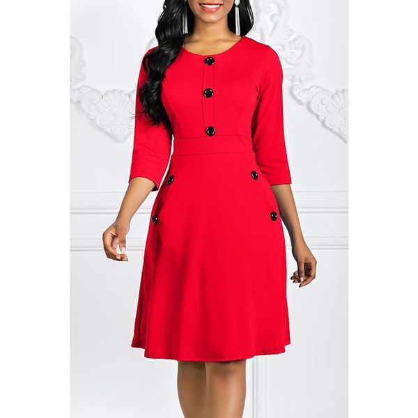 casual dresses 2021 plus size women's solid color dress o- neck three-quarter sleeves a-line midi slim button waist party, Black;gray
casual dresses 2021 plus size women's solid color dress o- neck three-quarter sleeves a-line midi slim button waist party, Black;gray
