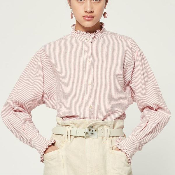 women's blouses & shirts 2021 summer early autumn women stripes blouse frill trim collar ladies long sleeve soft shirt and with button, White
women's blouses & shirts 2021 summer early autumn women stripes blouse frill trim collar ladies long sleeve soft shirt and with button, White