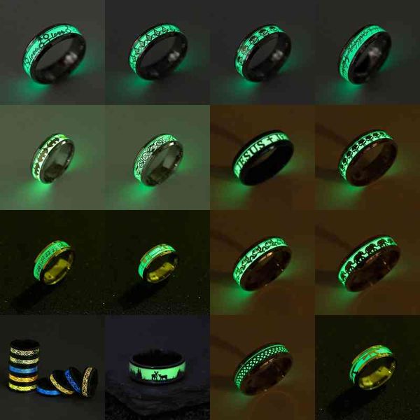 2021minimalist stainless steel glows in the dark men's and women's couple rings jewelry black fashion domineering, Silver
2021minimalist stainless steel glows in the dark men's and women's couple rings jewelry black fashion domineering, Silver