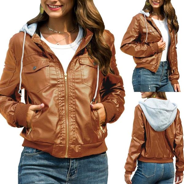 women's jackets 2021 jacket women pu leather zipper motorcycle riding warm outerwear, Black;brown
women's jackets 2021 jacket women pu leather zipper motorcycle riding warm outerwear, Black;brown